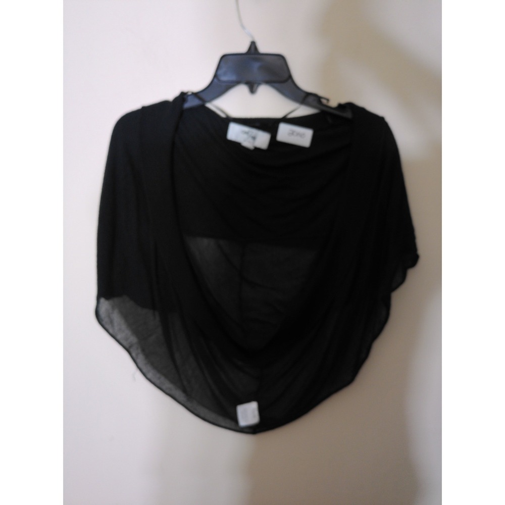 One 7 Six Shrug Women Petite P Black Draped Open Front Sheer Knit Avant Garde